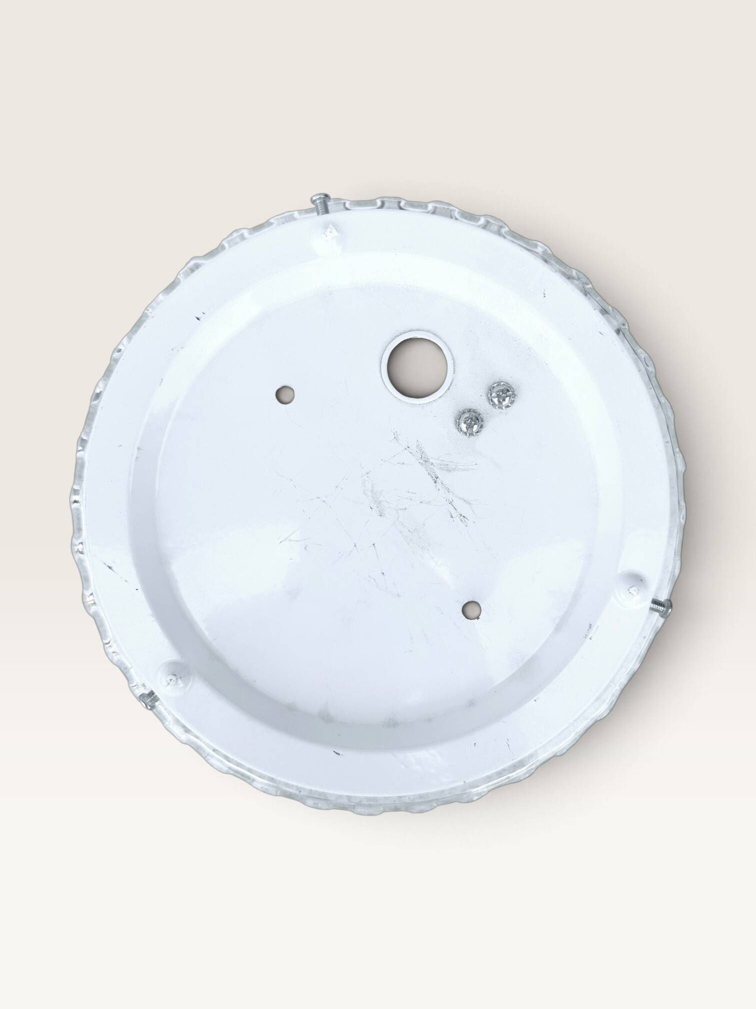 Set of three round wall/ceiling lights in moulded glass.