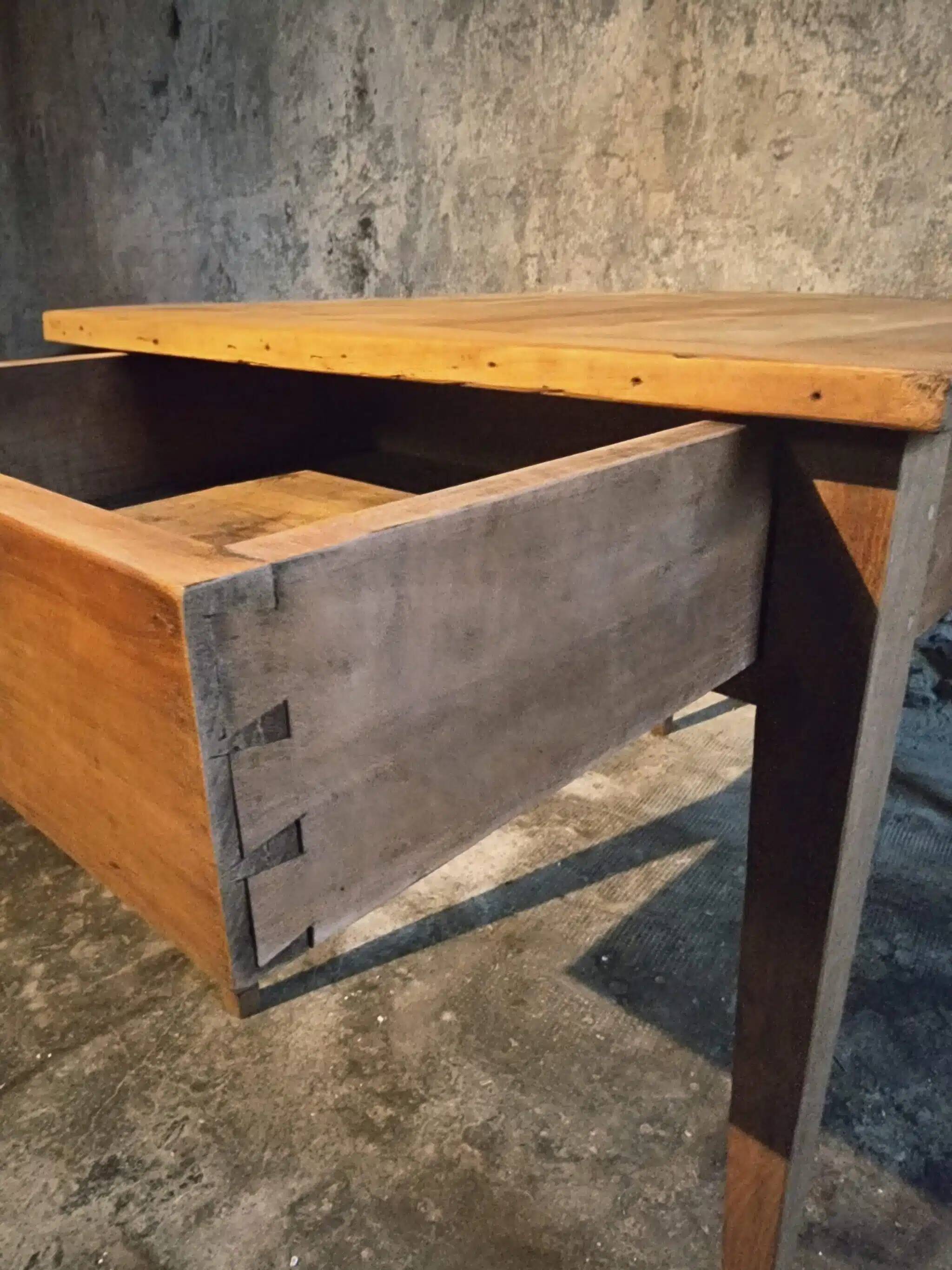 French rural farmhouse table with two drawers, 19th century.