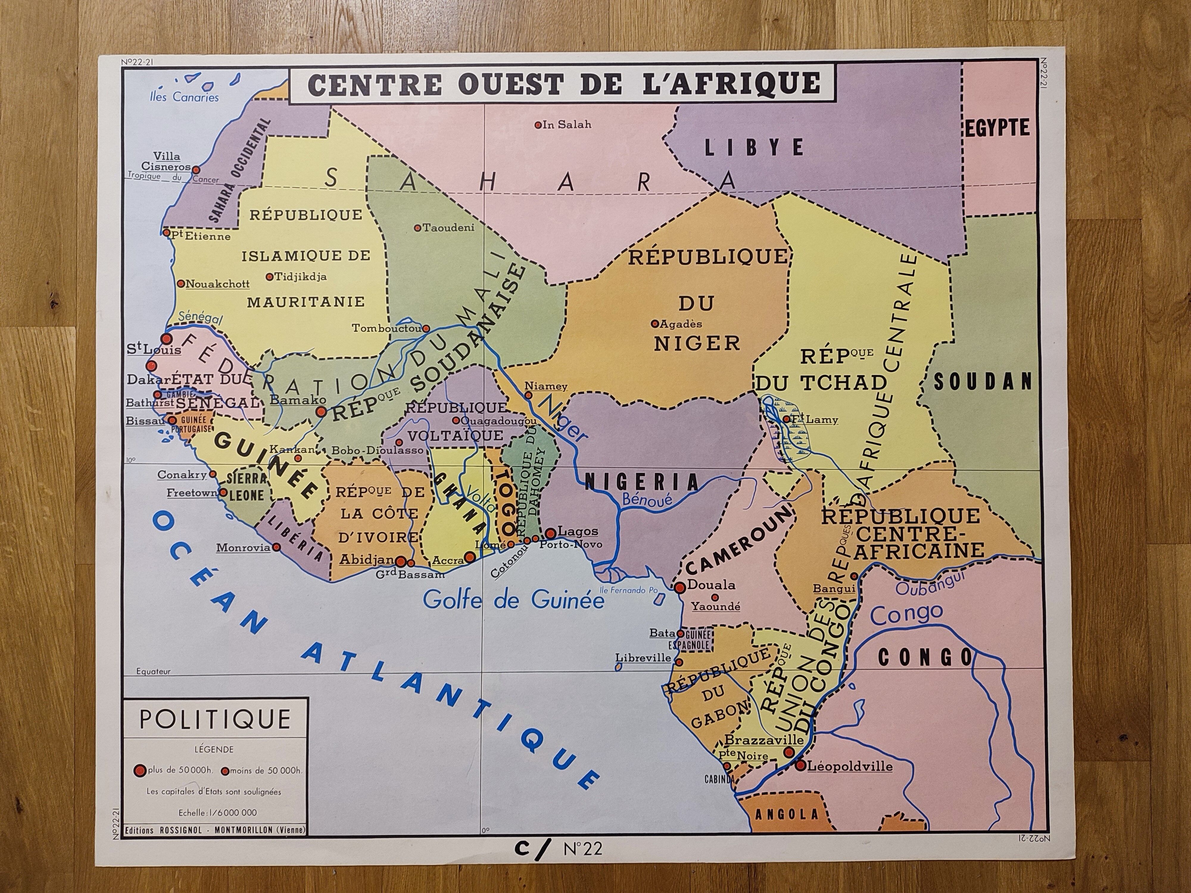 Old central west africa school map