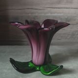 Blown glass flower candle holder