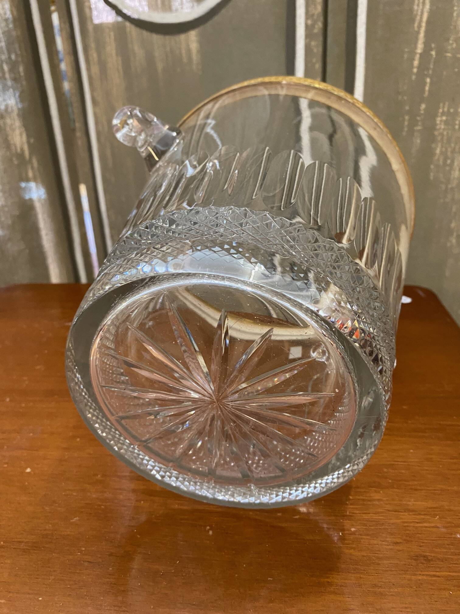 Saint Louis crystal champagne bucket with thistle thistle decor with rim