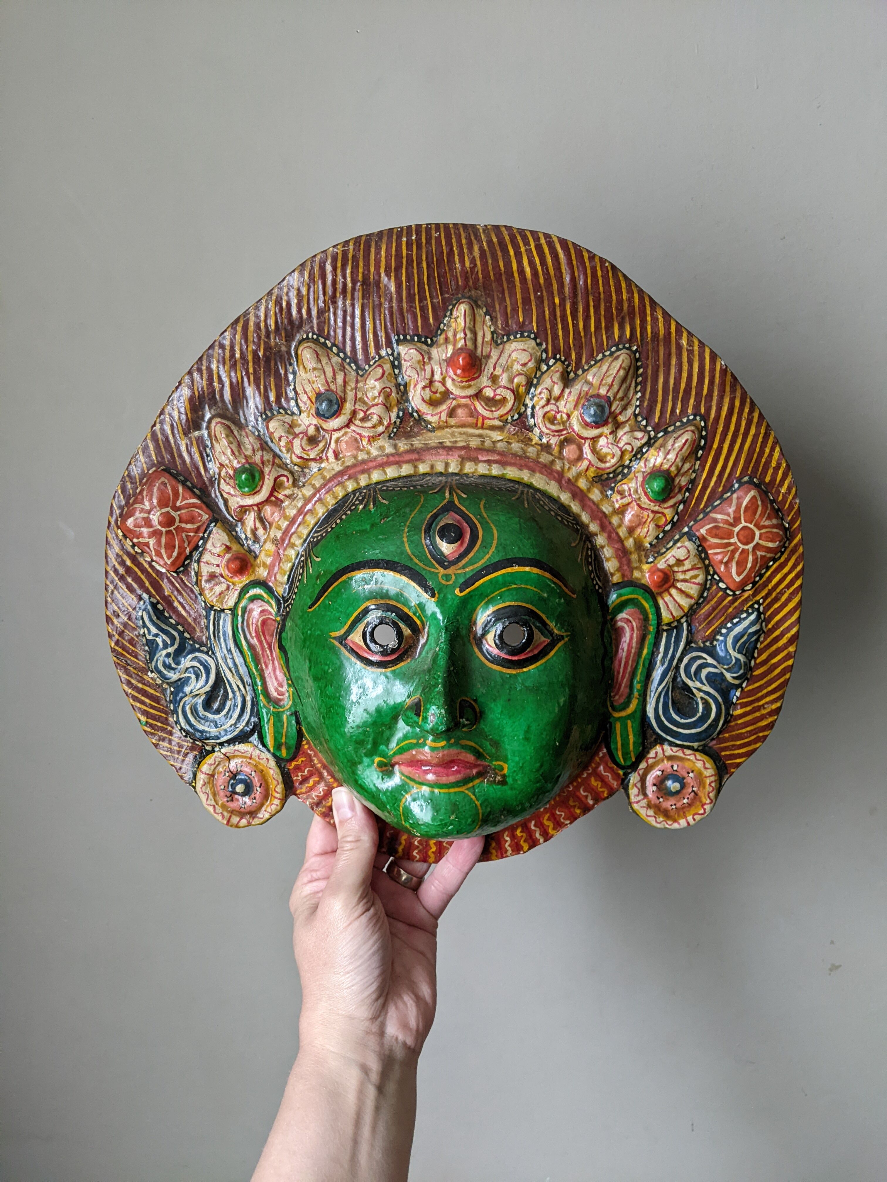 Tibetan wall mask handcrafted ethnic tribal decoration