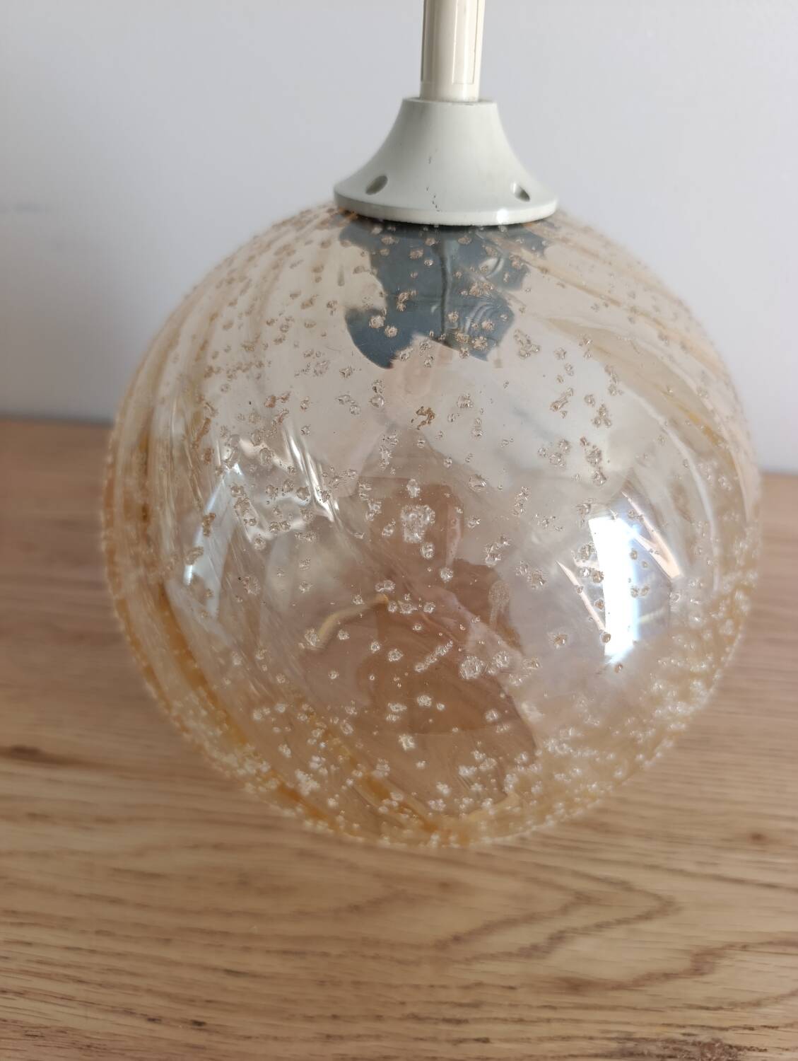 Amber bubble glass vintage pendant globe – 1960s/70s design