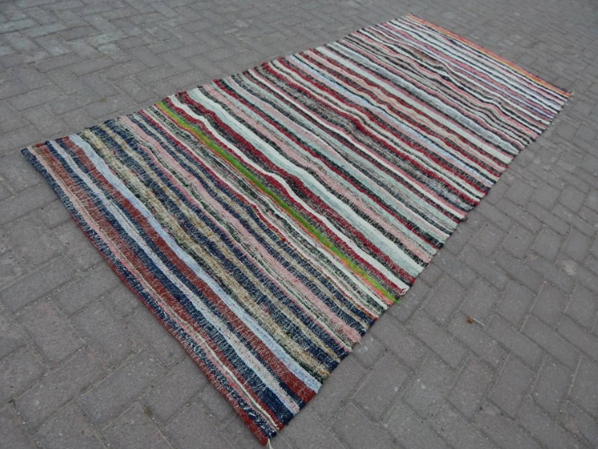 Vintage Turkish handmade rug 130x282 cm