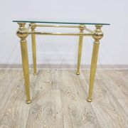 Side table, gold-tone brass, clear glass, France, 1960s.