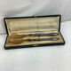 Old salad servers in filled silver and horn