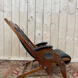 Fauteuil de bateau chesteefield en acajou et cuir