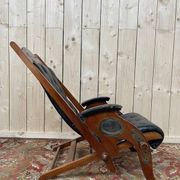 Fauteuil de bateau chesteefield en acajou et cuir