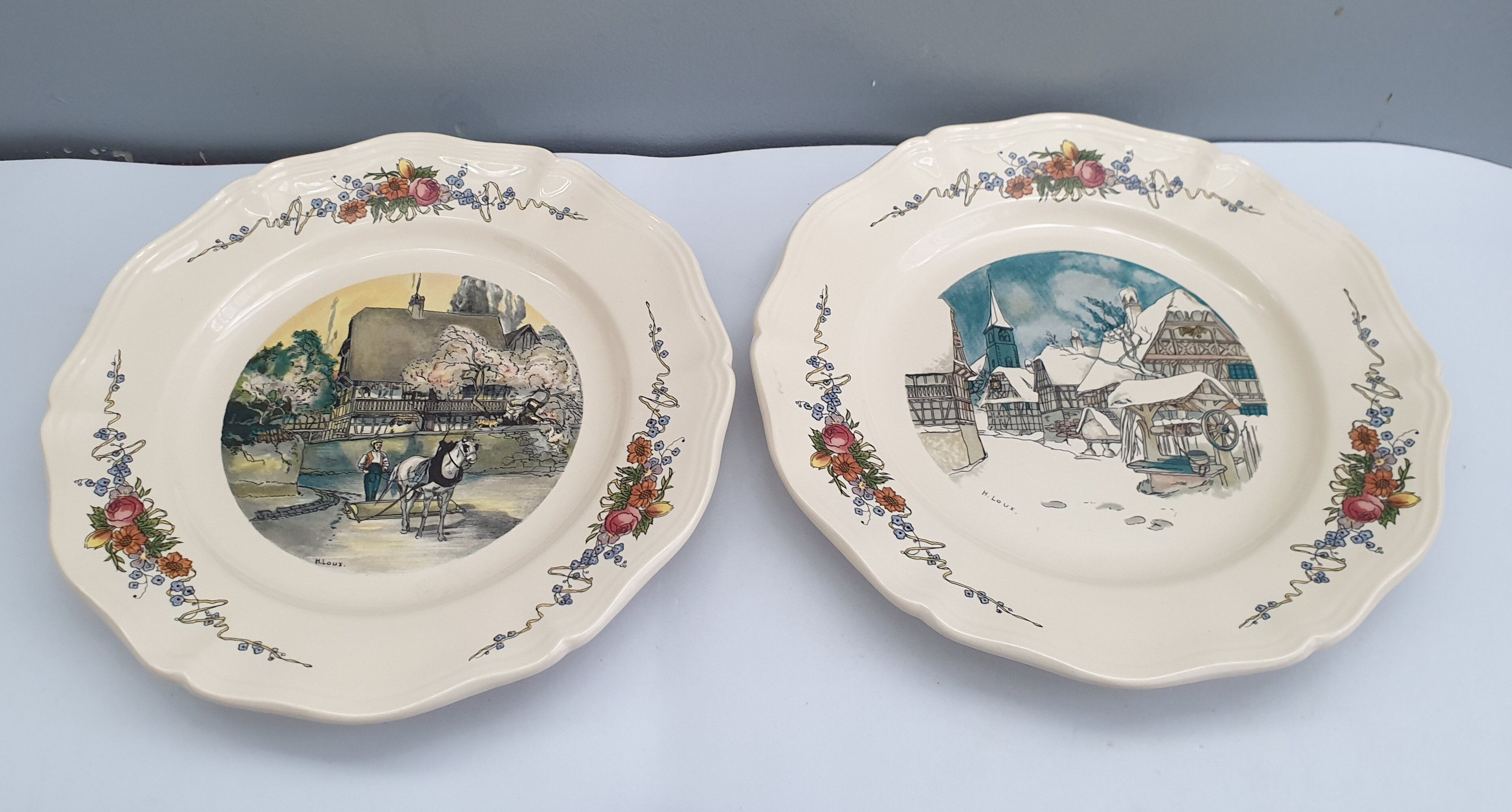 Set of 5 flat plates vintage faïence de Sarreguemines