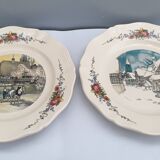 Set of 5 flat plates vintage faïence de Sarreguemines