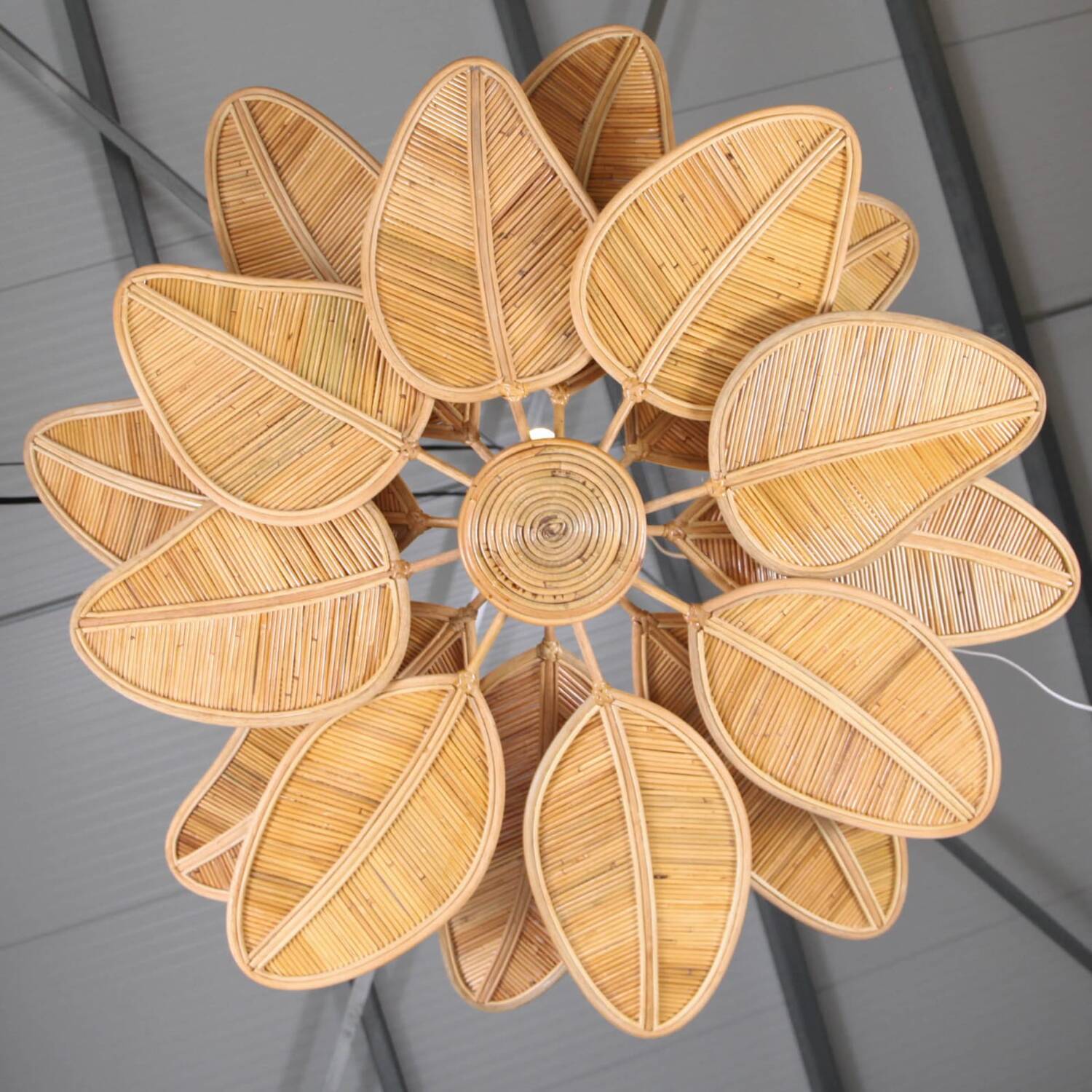Rattan "leaf" chandelier