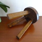 Brutalist wood tripod foot stool
