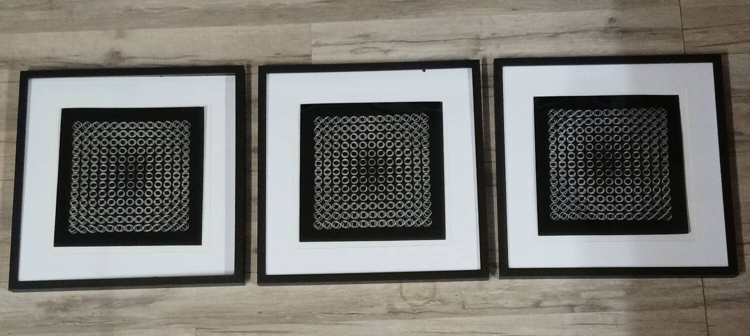 Optical Art Triptych - Victor Vasarely Style - Frames 40x40cm