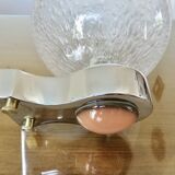 Italian wall lamp in chrome-plated brass, ceramic and bubbled glass 1970