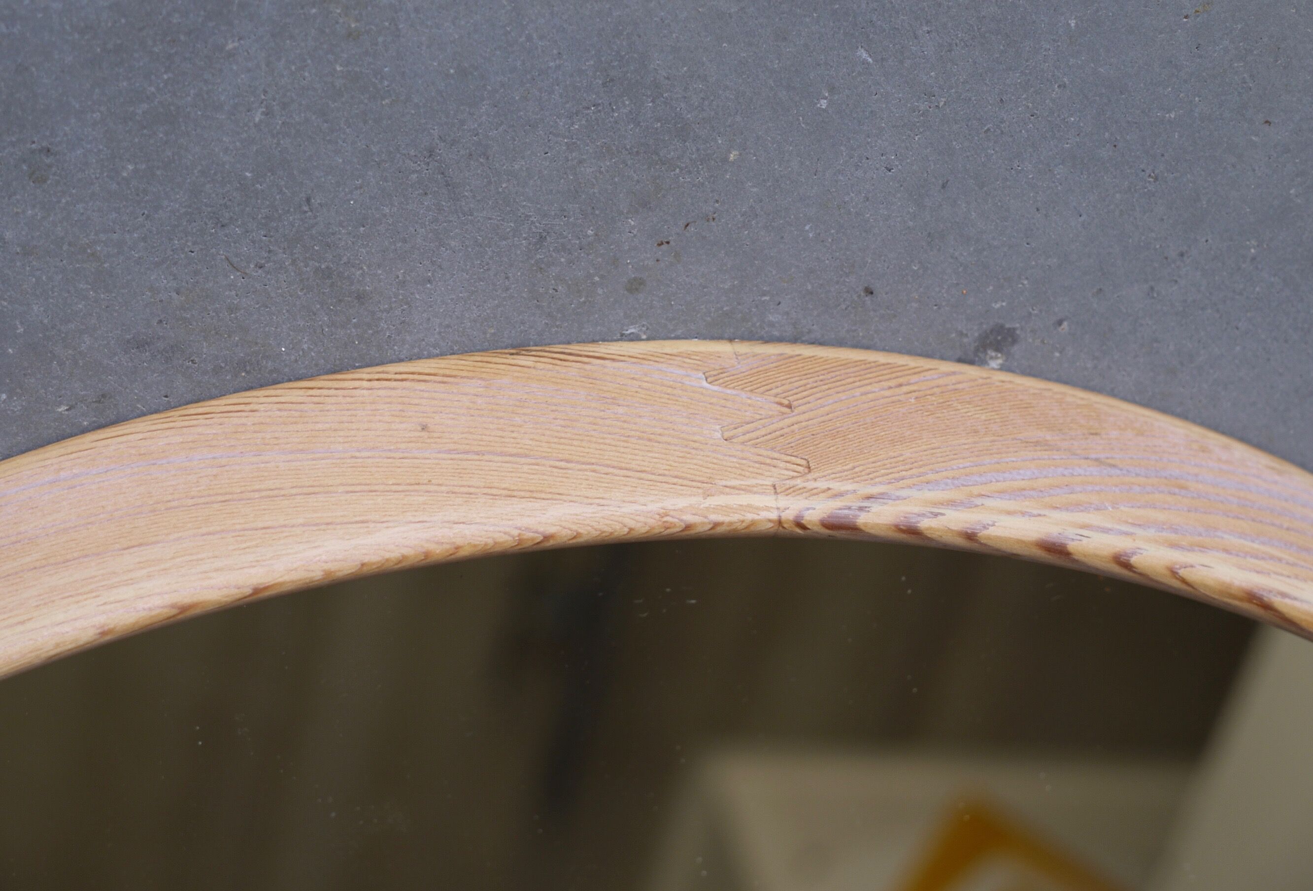 Vintage Scandinavian wooden circular mirror, 1970s