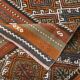 Tapis Kilim vintage en laine fait main, couleur neutre, 81 x 279 cm