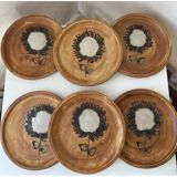 Suite de 6 assiettes à dessert décor tournesol la colombe Vallauris