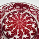 Red cut crystal plate dragon floral pattern