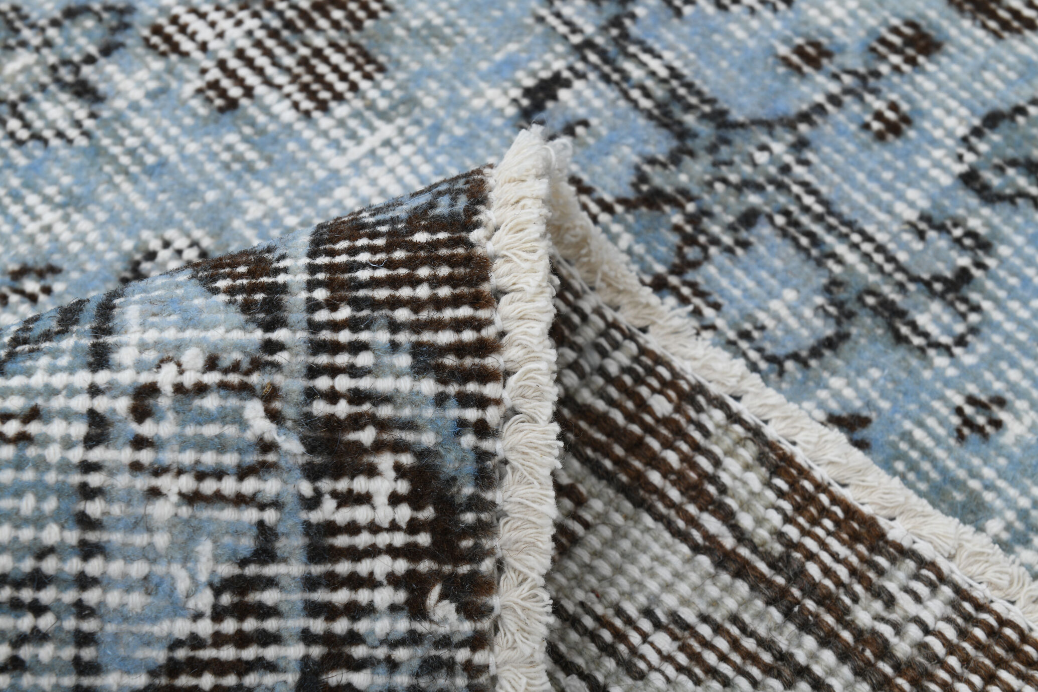 5x8 faded blue handmade turkish rug 260x150cm