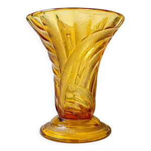 Vase vintage en verre - ambre