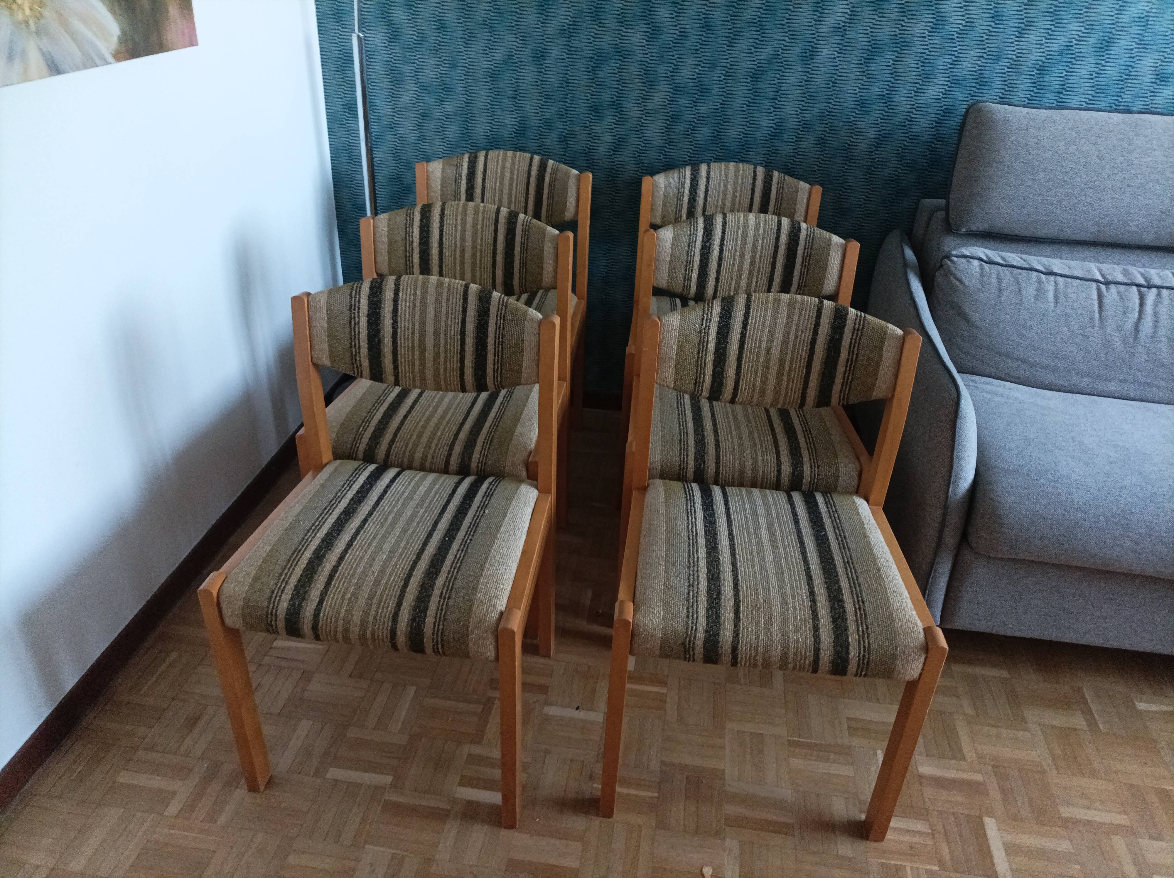 6 chaises scandinaves années 60