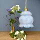 Vintage globe pendant light in white and blue opaline