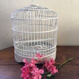 White painted rattan bird cage