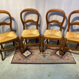 Set of 4 wooden chairs with mulched seat