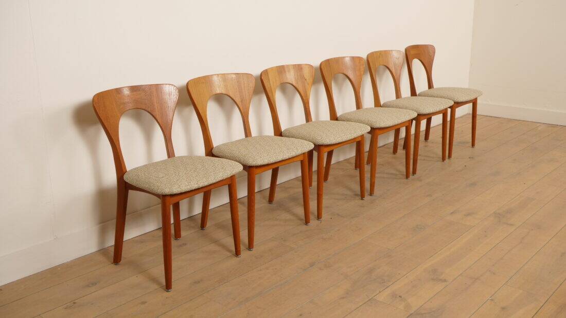 6 chaises de salle à manger | Koefoeds Hornslets | Niels Koefoed | Modèle Peter | Teck