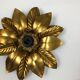 Set of 3 Golden Florentiner Leaf Theatre Wall Ceiling Light Sconces, Italy 1960s