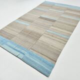 Tapis kilim vintage fait main beige et bleu, style scandinave naturel
