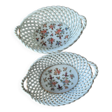 2 woven porcelain baskets