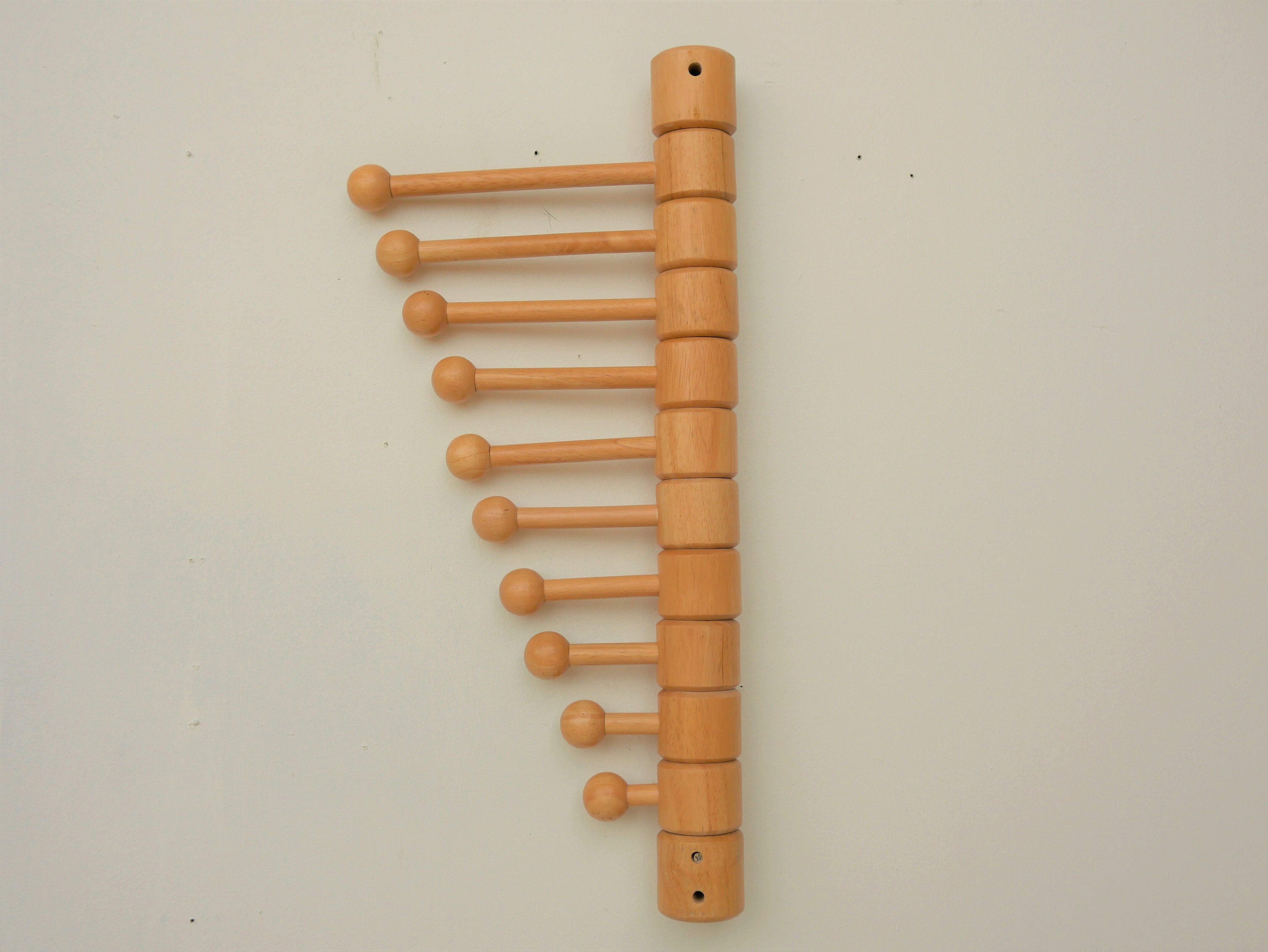 Vintage wooden wall coat holder