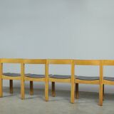 Vintage oak DUTCH DESIGN dining chairs in modern minimalist style, 1960s