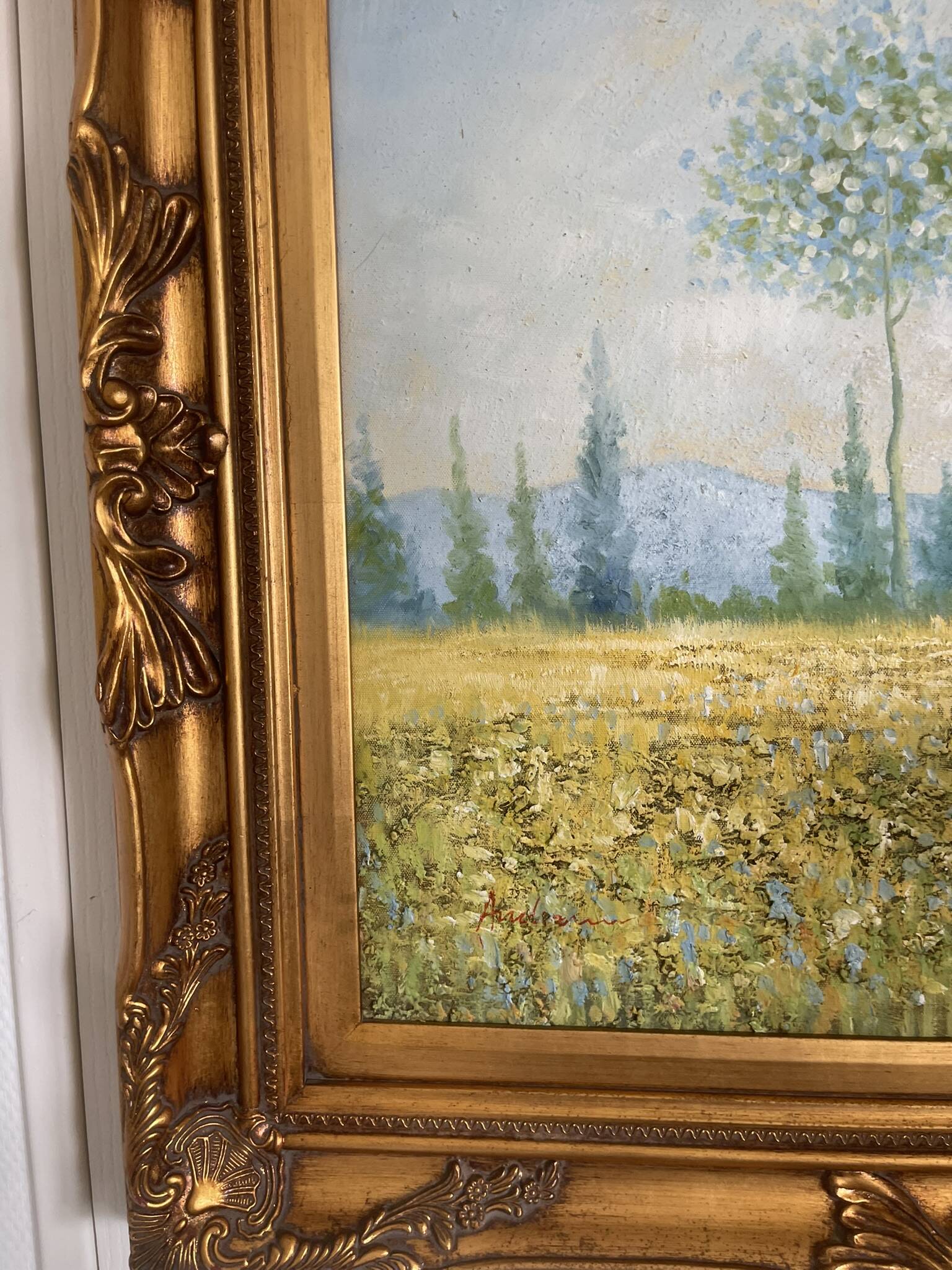 Old oil painting canvas reproduction fields in spring monet 80x70 s