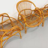Set of 4 vintage rattan armchairs from the 60s