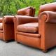 Set of Italian leather Poltrona Frau chairs, 1970s.