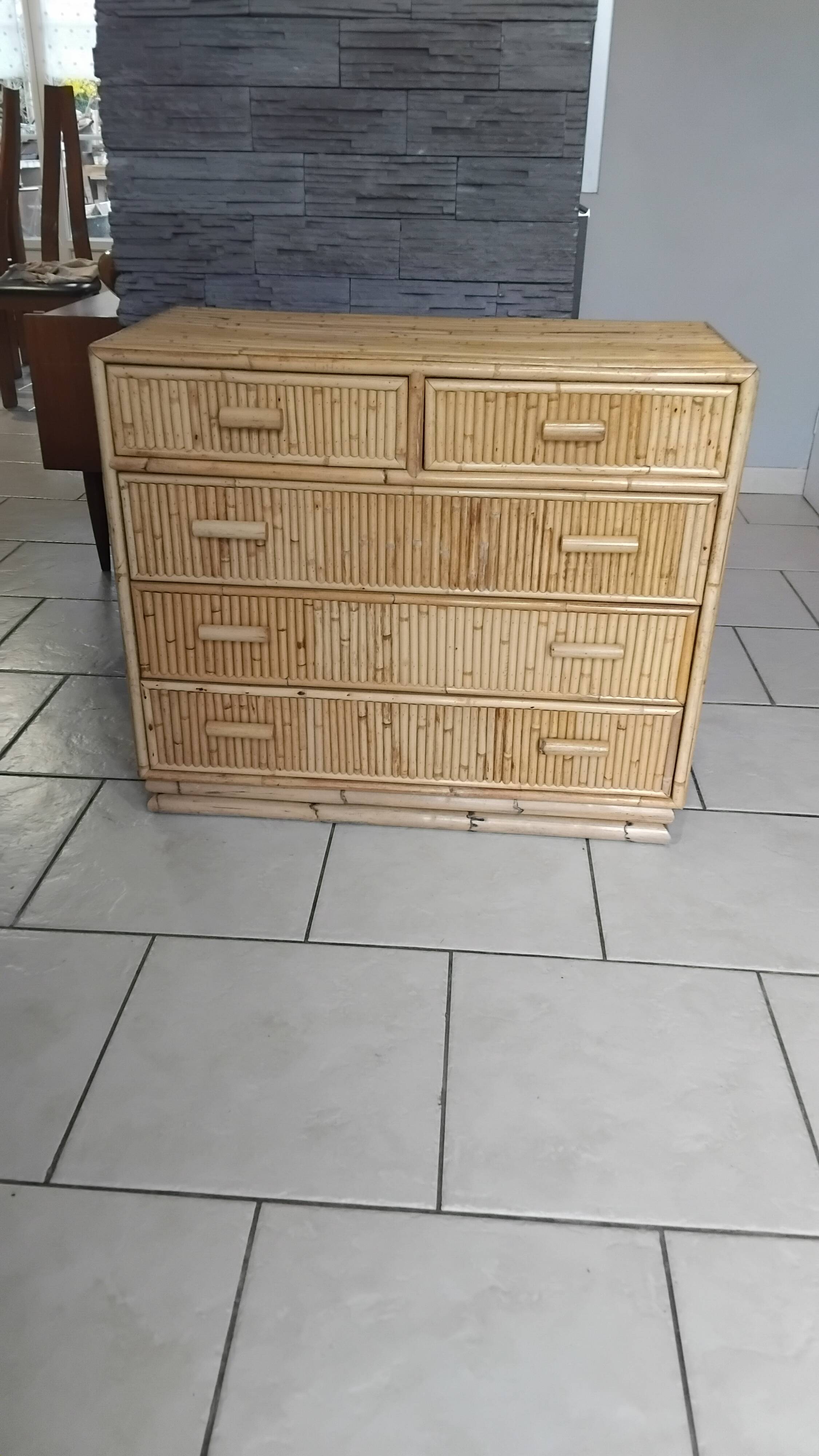Vintage rattan chest of drawers