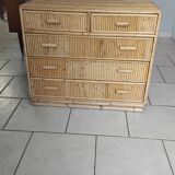 Vintage rattan chest of drawers