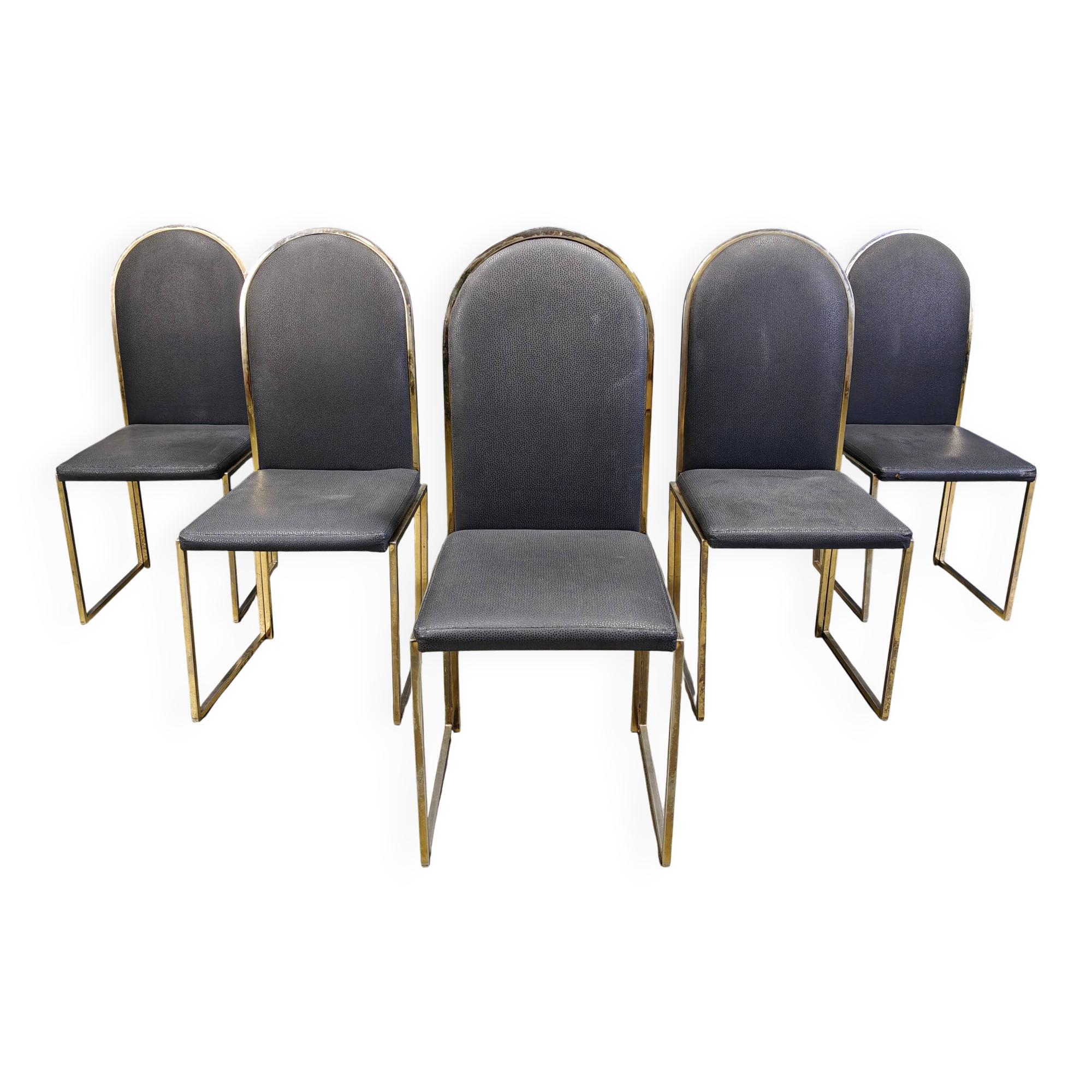 Vintage brass dining chairs by Belgochrom, 1970s
