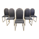 Vintage brass dining chairs by Belgochrom, 1970s
