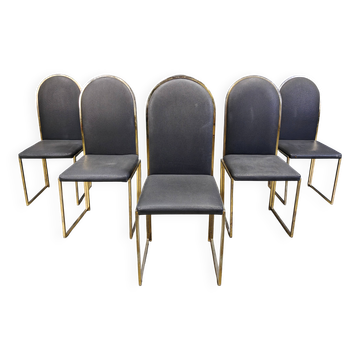 Vintage brass dining chairs by Belgochrom, 1970s