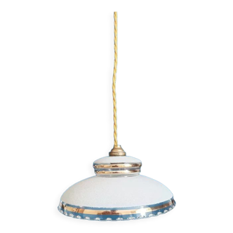 Suspension art deco globe sandblasted glass edging gilded