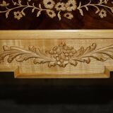 Pair of tall hardwood chests of drawers, walnut and marble.
