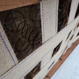 1950s, Danish 3-seater sofa, furniture velour, carved oak wood.