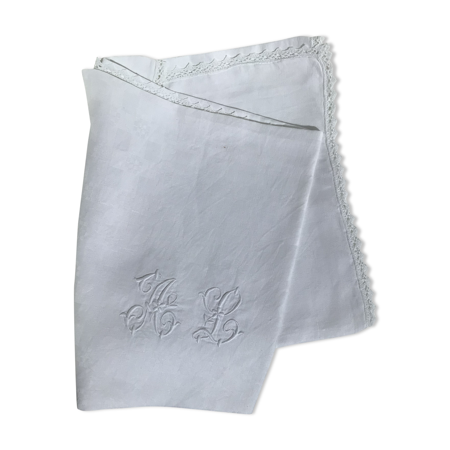 Nappe rectangle AL double broderie bord crocheté