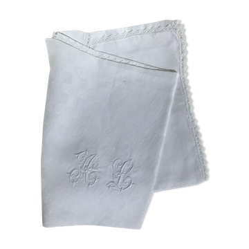 Rectangular tablecloth AL double embroidery with crocheted edge