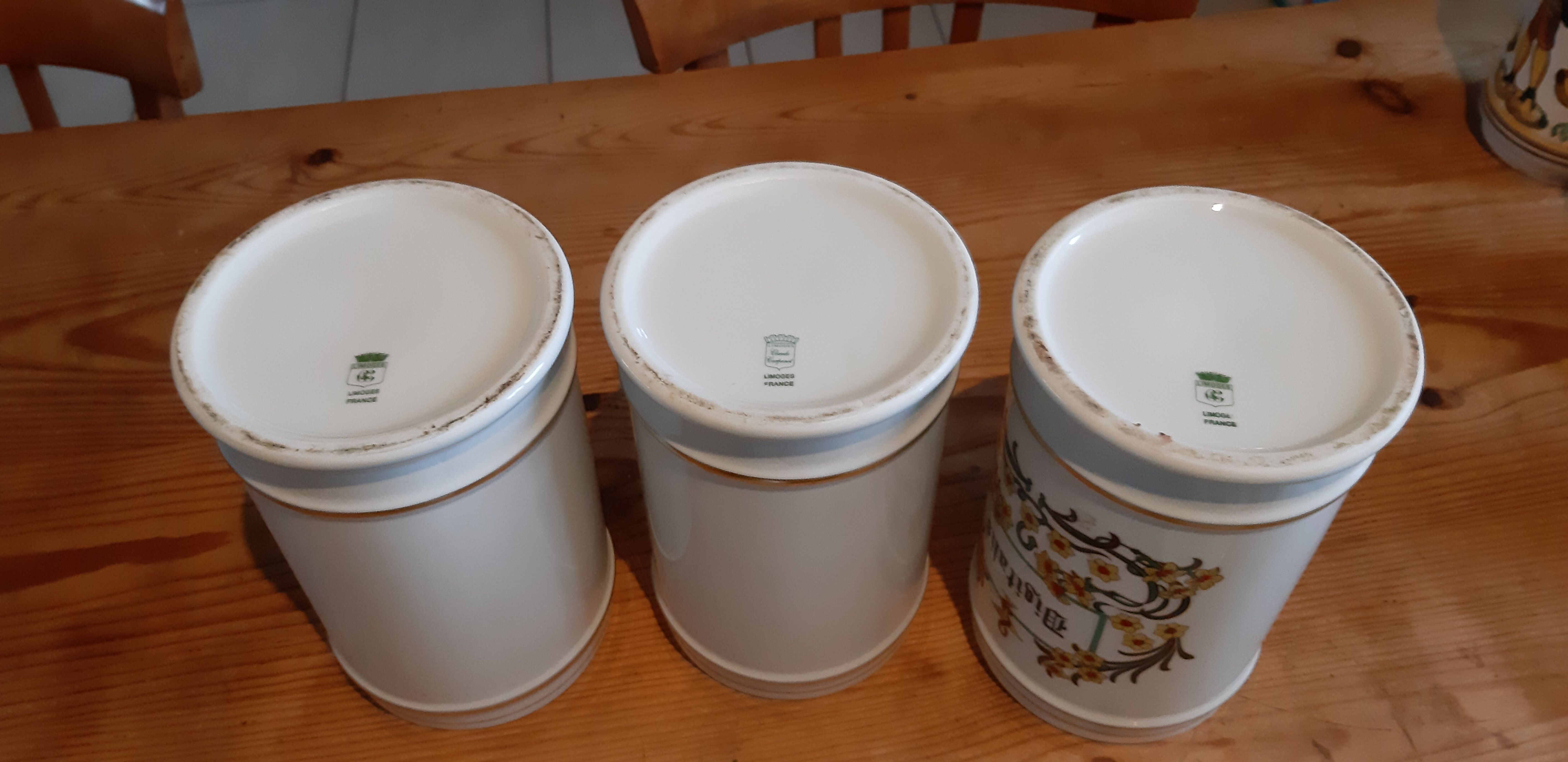 3 pots a pharmacy 19th in limoges porcelain claude caspenet