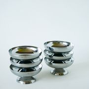 Set of 6 stainless steel ice cream bowls, wide base, Design, 1970 - 4.2 x 9 cm