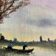 HST painting "Landscape with fishermen" 1898 signed Lion + frame